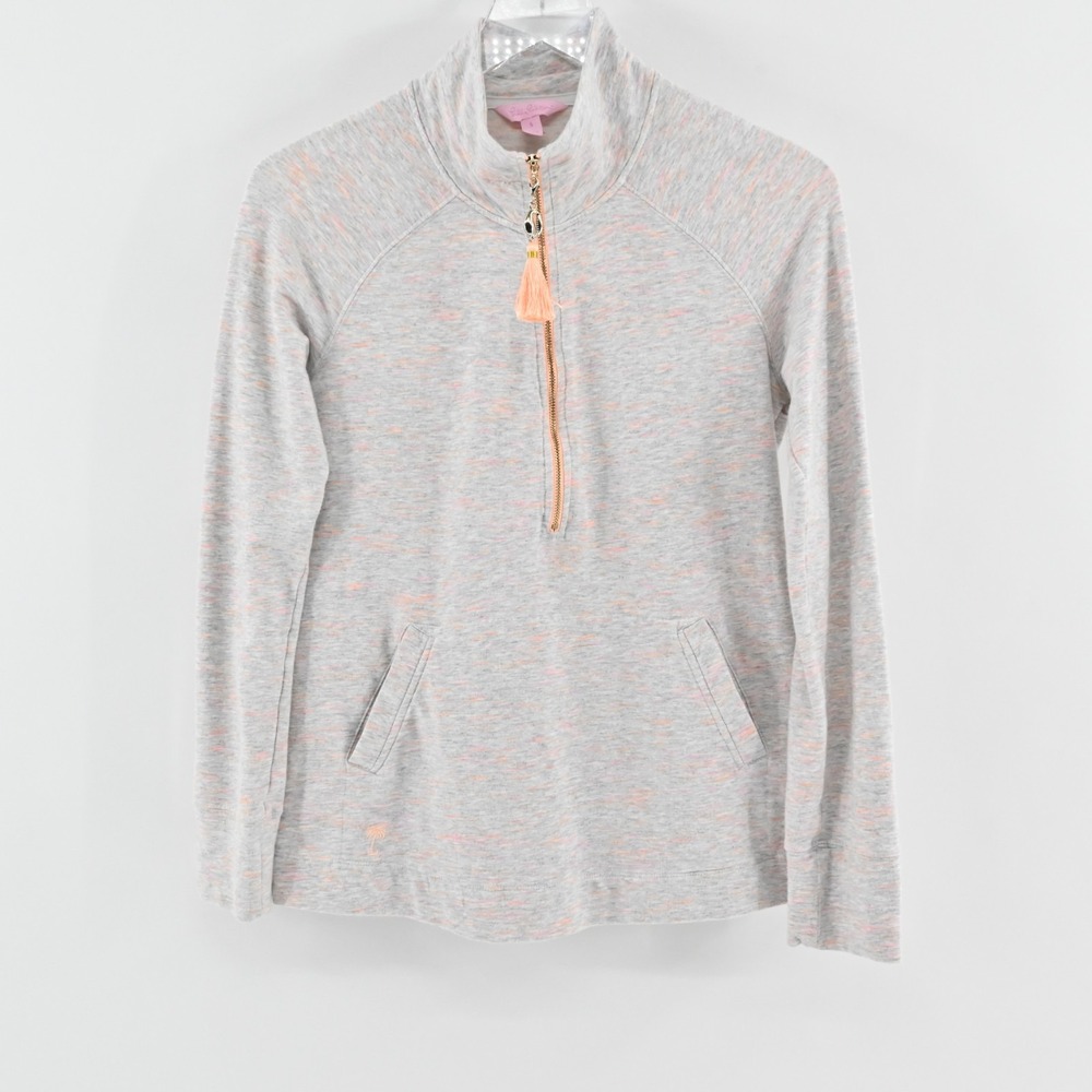 Lilly Pulitzer Womens Skipper Pullover Sz S Sunny State of Mind Gray Sweatshirt